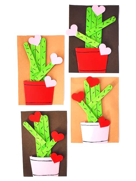 Flowering Hearts Cactus Craft - Our Kid Things