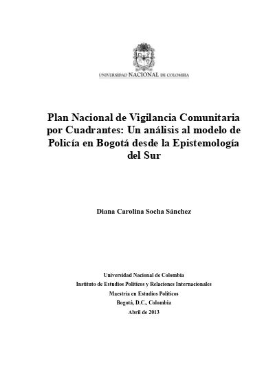 Plan nacional de vigilancia comunitaria por cuadrantes un análisis al