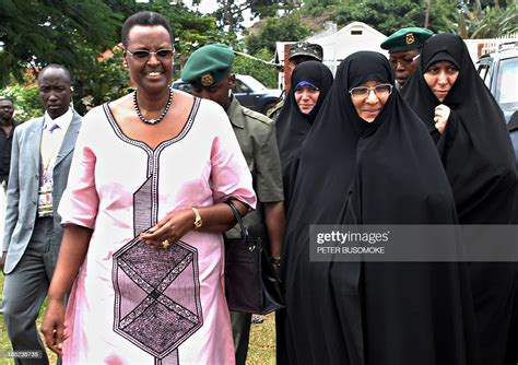 Ugandan First Lady Janet Museveni walks with the First Lady of Iran ...