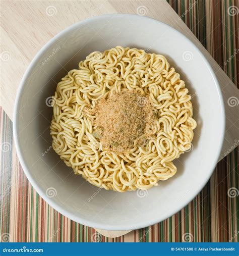 Instant Noodles With Seasoning Powder In A Bowl Stock Photo Image Of