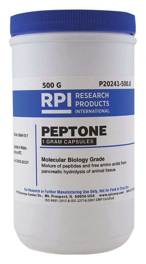 Rpi Peptone 500 G Container Size Caplet 500 Pk 31gc63p20241 5000 Grainger