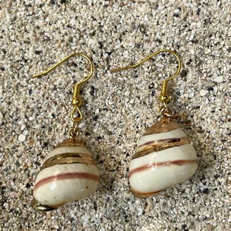 Natural Seashell Gold Trim Earrings Seashell Story Kaikoura