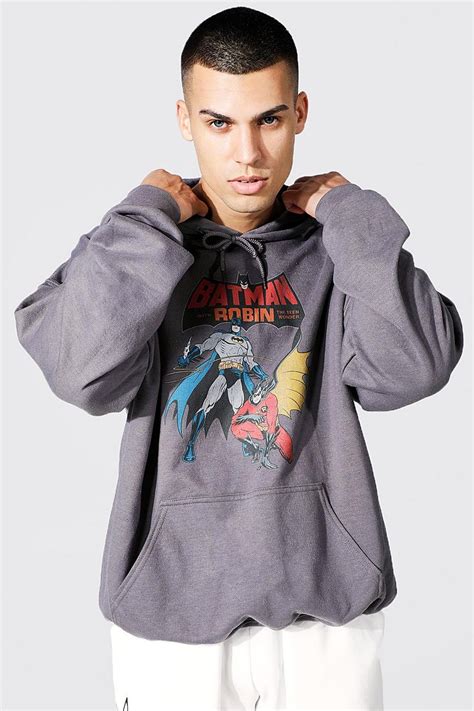 Oversized Batman And Robin License Hoodie Boohoo