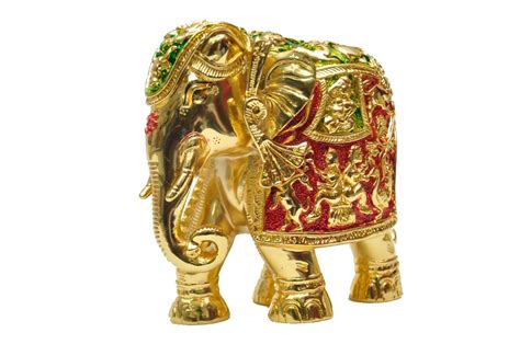 Golden Gold Plated Meena Elephant Size 2 Statue For Decoration Size