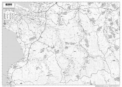 マップルの市町村別行政区分地図 千葉県 君津市 （モノクロ）を印刷販売マップル地図プリント