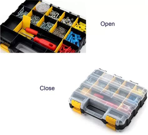 Double Side Tool Storage Box With Removable Plastic Partition Hardware