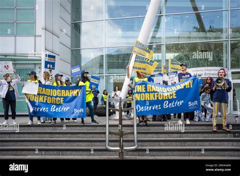 London Uk July Radiographers At A Picket Line Outside