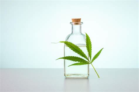 Premium Photo | Cannabis oil bottle with cannabis herb on green background