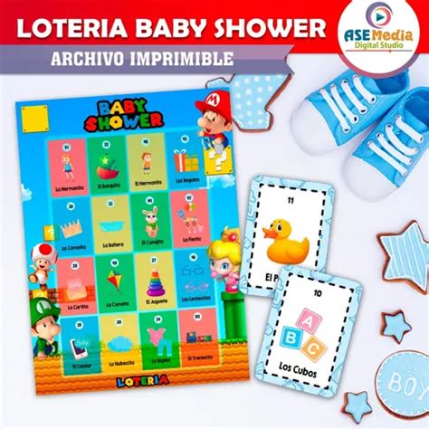 Loteria Baby Shower Tablas Super Mario Bros Imprimible En Venta En