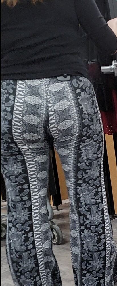 Innocent Brunette Trying On Pattern Yogas Spandex Leggings Yoga Pants Forum