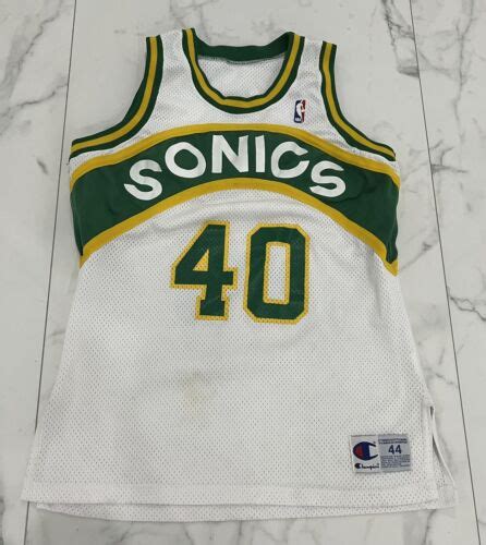 Vtg Rare Nba Seattle Supersonics 40 Shawn Kemp Authentic Champion