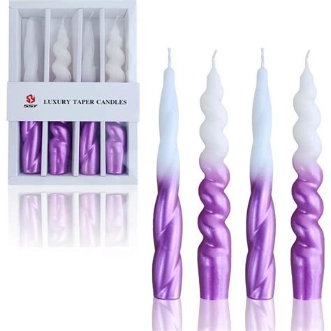 Lot De Bougies Coniques En Spirale Non Parfum Es De Cm Violet