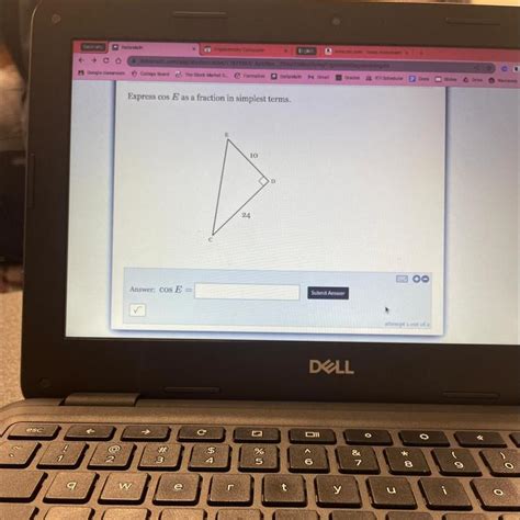 Express Cos E As A Fraction In Simplest Terms Answer Cos E E 10 24 C