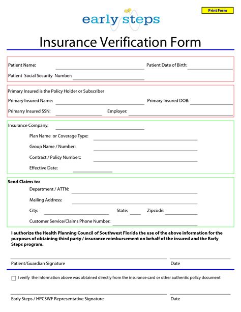 9 Best Images Of Free Printable Insurance Forms Medical Insurance