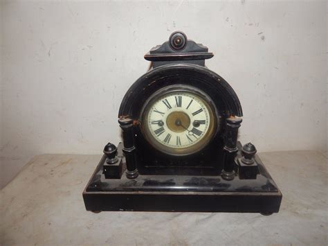 Antique 19th Century Ebonised Mantel Clock. -- Antique Price Guide Details Page