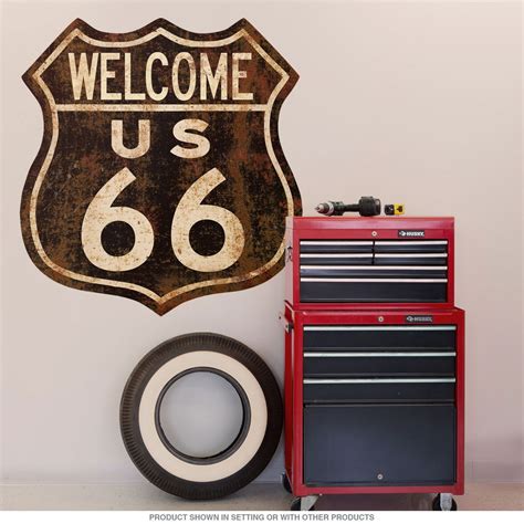 Route 66 Welcome Distressed Wall Decal Etsy