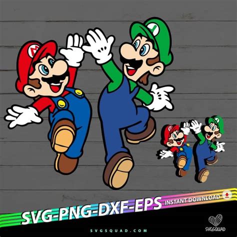 Mario And Luigi High Five SVG PNG Mario Luigi Cut File Cricut Silhouette