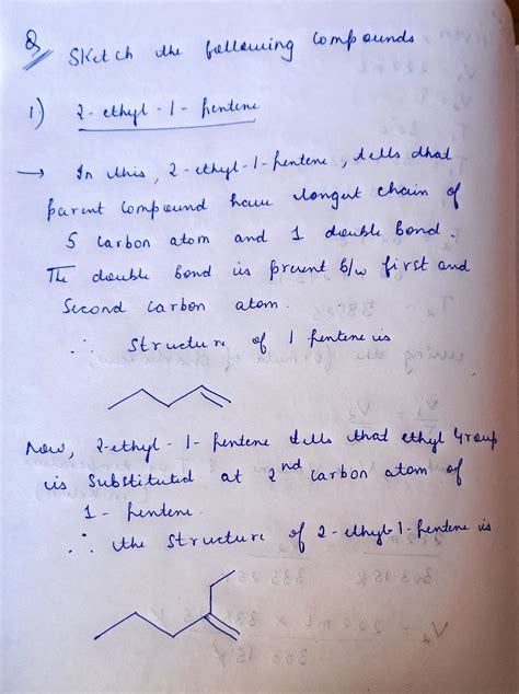 Solved 3 Sketch The Following Compounds A 2 Ethyl 1 Pentene B
