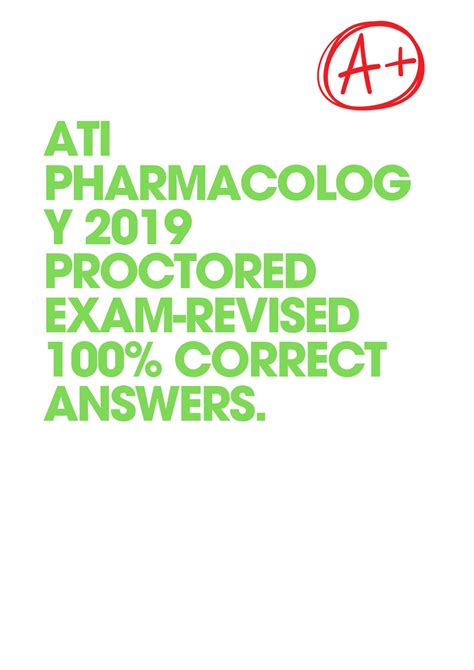 Ati Pharmacology Proctored Exam Revised Correct Answers Inspire