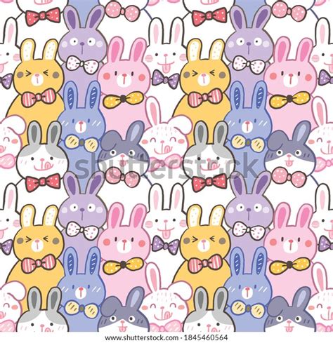 Seamless Pattern Cute Cartoon Rabbit Illustration Stock Vector Royalty