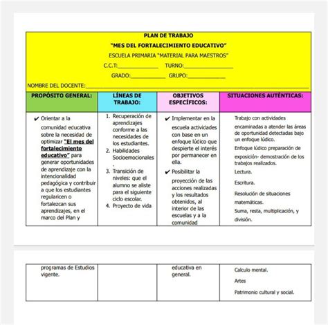 Plan De Reforzamiento De Todos Los Grados De Primaria Del Ciclo Escolar