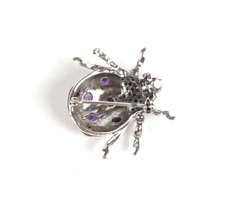 Pendentif Broche Coccinelle En Argent Oo Le Corps Maill Rouge