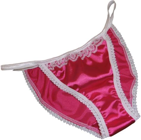 François De Loire Shiny Satin and lace Mini Tanga String Bikini Panties