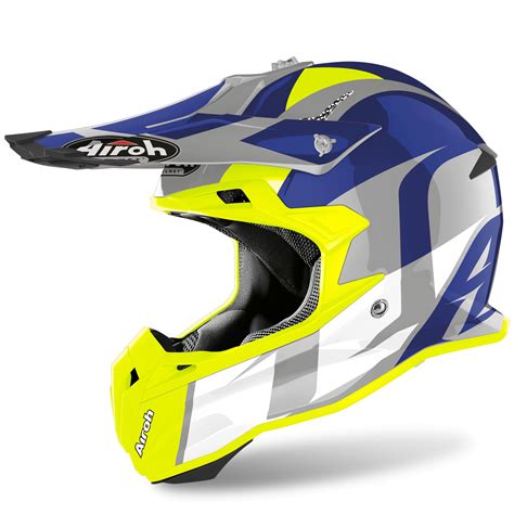 Casco De Motocross Airoh TERMINATOR OPEN VISION SHOT BLUE GLOSS 2020