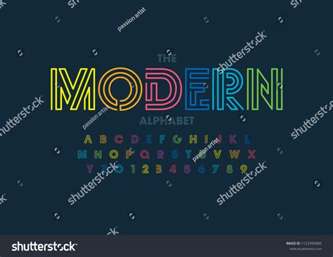 Vector Multicolored Modern Abstract Font Alphabet Stock Vector Royalty Free 1122990989