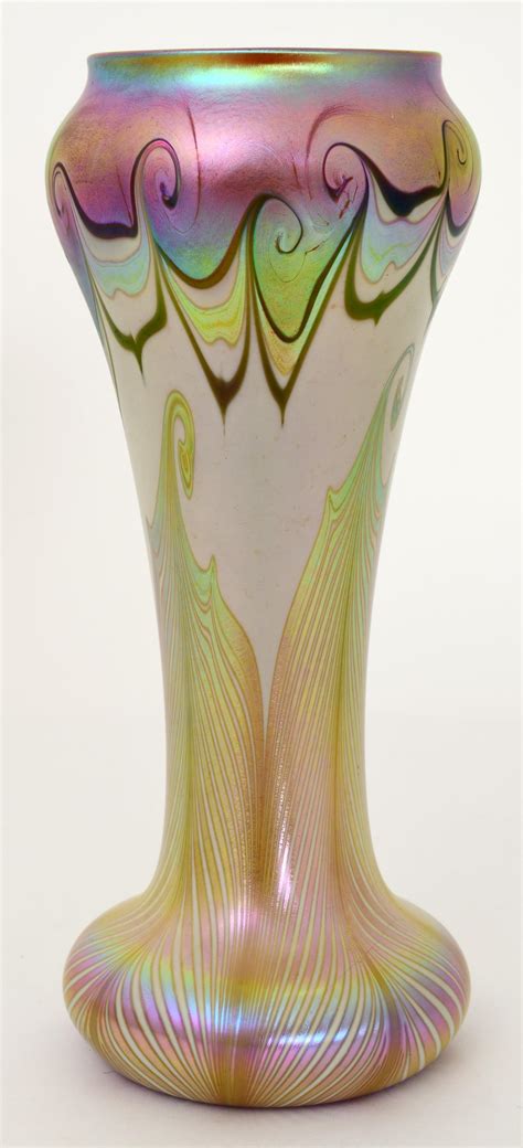 Lot Quezal Art Glass Decorated Vase