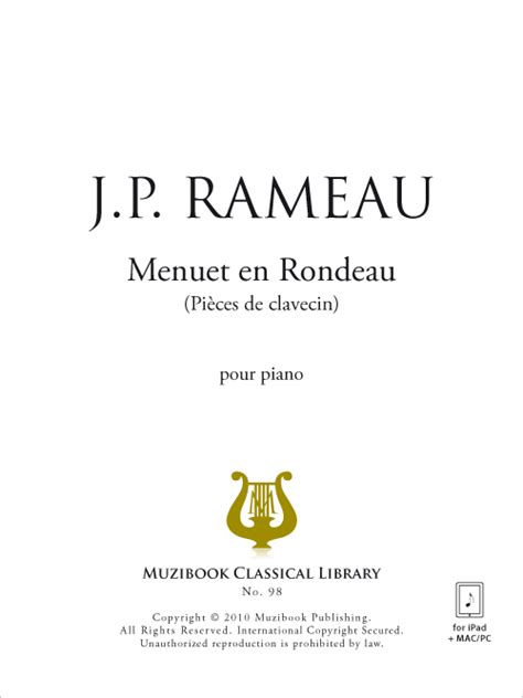 Menuet En Rondeau Piano Jean Philippe Rameau EAN13 9786000014926