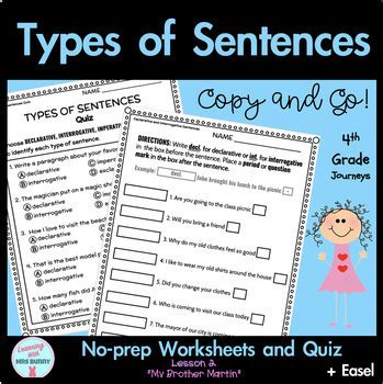 Journeys Gr 4 Grammar Activities Quiz Easel TYPES OF SENTENCES