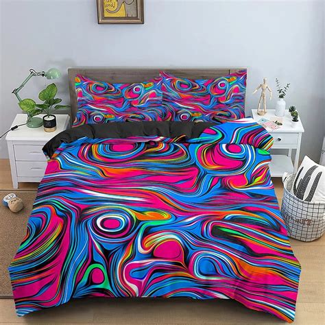 Geometric Duvet Cover Set Bedding Set Twin Full King Size Psychedelic