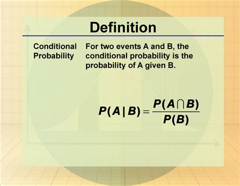 Definition Statistics And Probability Concepts Conditional