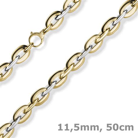 11 5mm Phantasie Kette Collier 585 Gold Gelbgold Weißgold bicolor 50cm