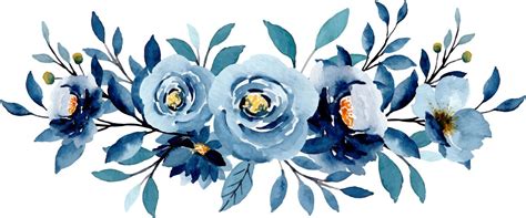 Blue Flower Bouquet With Watercolor For Background Wedding Fabric