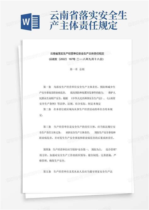 云南省落实安全生产主体责任规定word模板下载编号lmggarnr熊猫办公