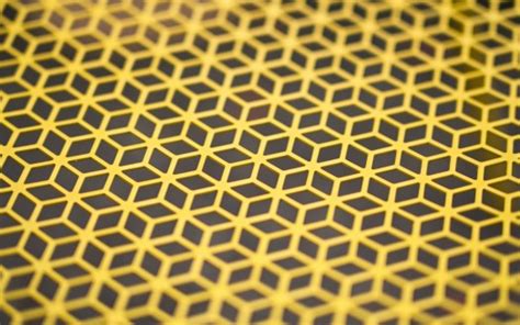 Yellow Hexagon Cubes Edges Black Background Abstraction 4K HD Abstract