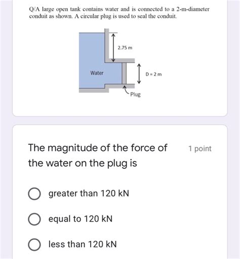 Solved Q A Large Open Tank Contains Water And Is Connected Chegg