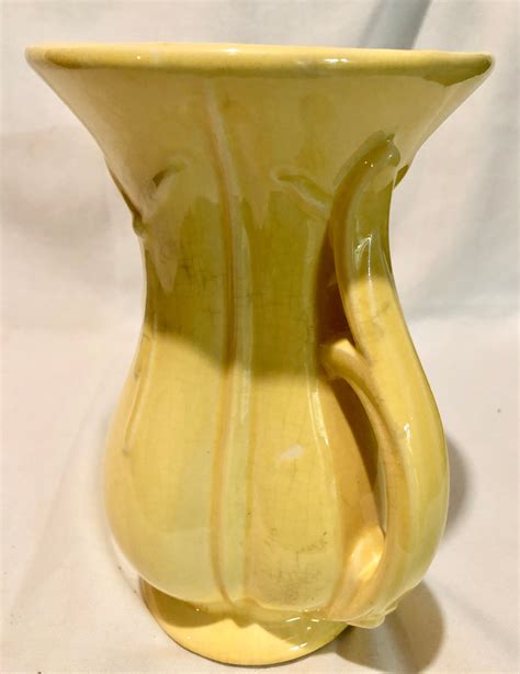 Vintage Yellow Two Handled Vase by McCoy Pottery