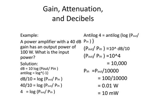 PPT Gain Attenuation Decibels PowerPoint Presentation Free