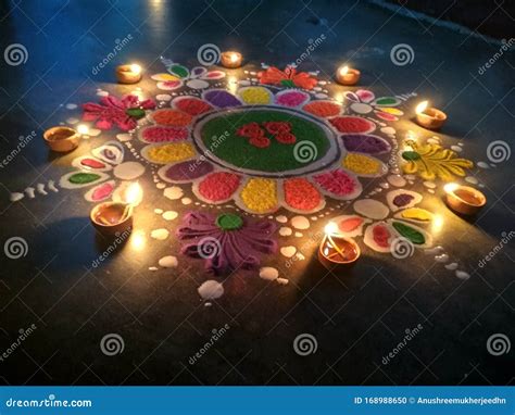 Indian Alpana Rangoli Design for Diwali Festival Editorial Image ...