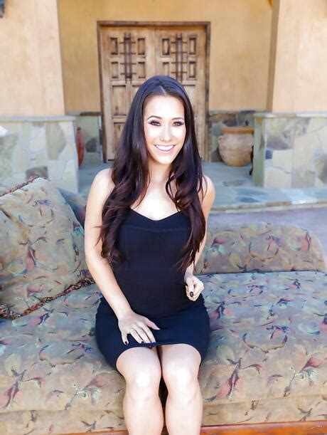 Excellent American Brunette Eva Lovia In Sexy Lingery Baring Big Tits And Spreading Her Legs Outside