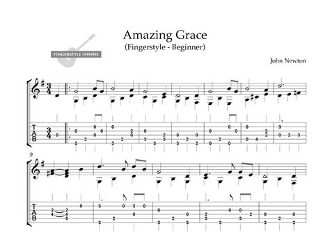 Amazing Grace Fingerstyle Guitar Beginner Arr André Carreiro By Fingerstyle Hymns Sheet