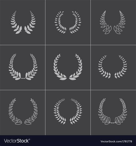 Black Laurel Wreaths Icons Set Royalty Free Vector Image