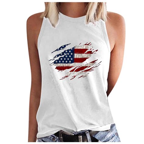 Gamivast White Tank Tops Women Cute 4th Of July Shirts Independence Day