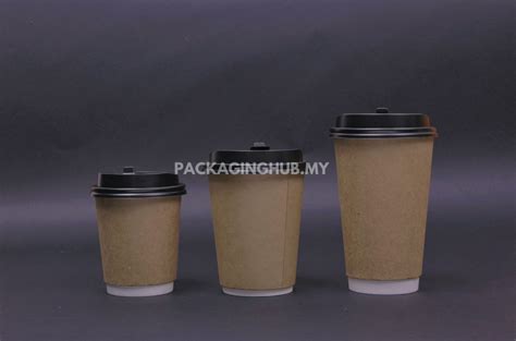PAPER HOT CUP OZ KRAFT BROWN DOUBLE WALL RECLOSABLE LID Update Jun PackagingHub My