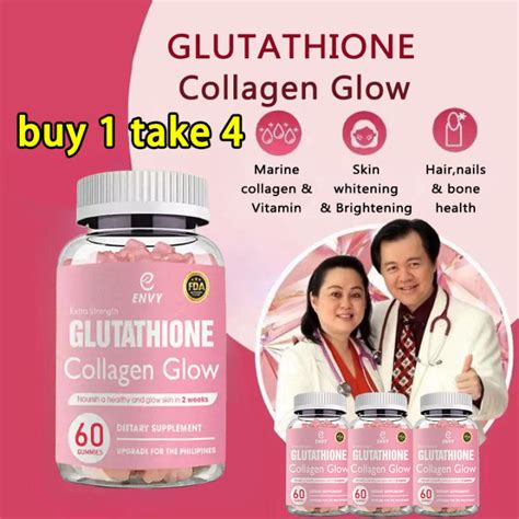 Nature Glow Glutathione Collagen Glow Orignal Trawberry Flavor Gummies Anti Aging Whitening Skin