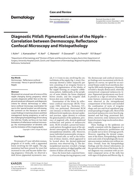 Pdf Diagnostic Pitfall Pigmented Lesion Of The Nipple Correlation