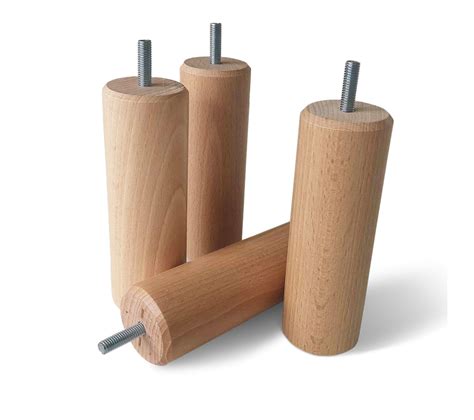 Jeu De Pieds De Lit Cylindriques En Bois Hauteur Cm Lot De